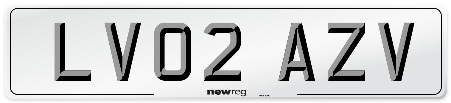 LV02 AZV Number Plate from New Reg
